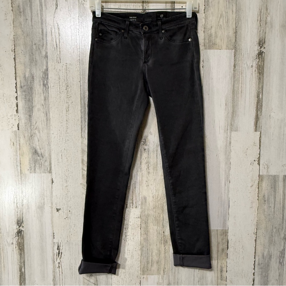 AG Adriano Goldschmied The Stilt Cigarette Leg Charcoal Ultra Skinny Jeans